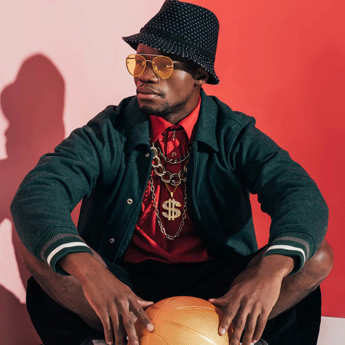 Colar Hip Hop Pingente Cifrão Dólar com Corrente Cubana Dourado