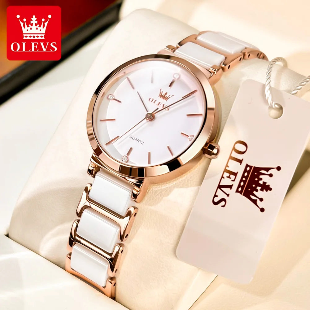 Relógio Feminino OLEVS Luxo Pulseira Elegante à Prova D'água - Quartzo Fashion Premium