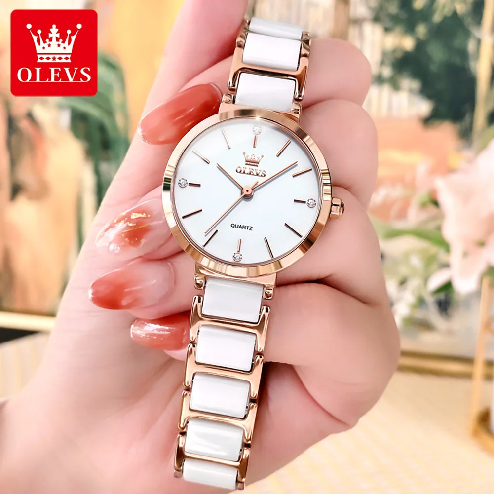Relógio Feminino OLEVS Luxo Pulseira Elegante à Prova D'água - Quartzo Fashion Premium