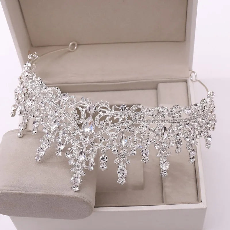 Conjunto Joias Barroco Noiva Luxo Cristal Tiara Coroa Colar Brincos - Kit Completo Casamento Dubai